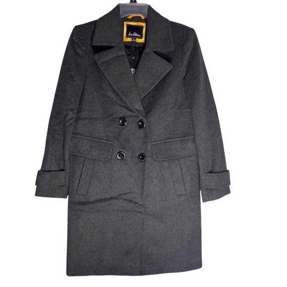 Sam Edelman Coat Double Breasted Gray Wool Blend Peacoat Size 4 - Picture 2 of 8
